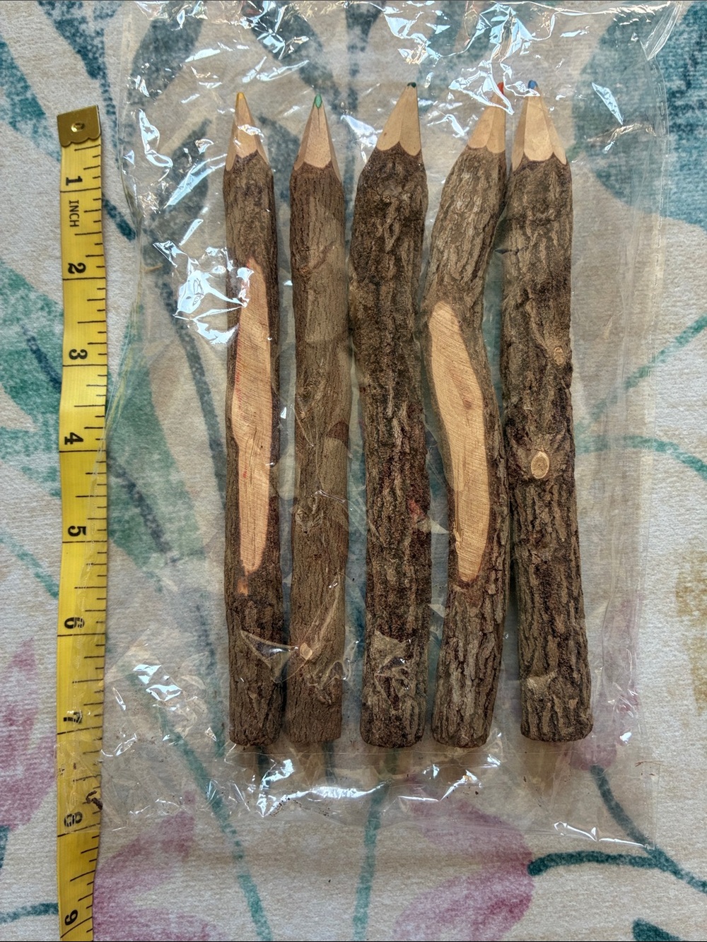 Rustic Natural Bark Pencil Set - Brown